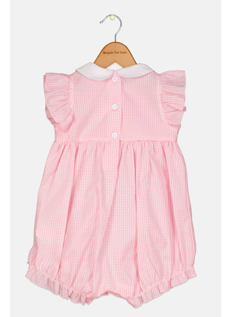 Rock-A-Bye Baby Boutique Toddlers Girl Ruffle Sleeves Checkered Body Romper, Pink  - Image 2