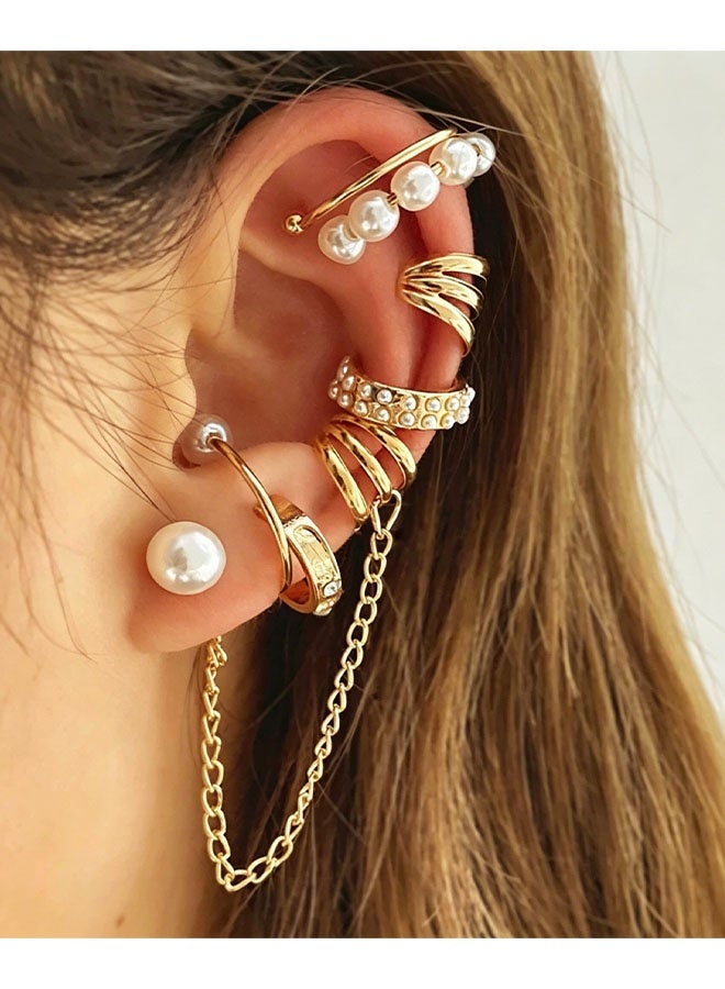 Happy D 16PCS Fake Earrings Without Piercing Set of 8 Different Designs Ear Clip Earrings - Image 4