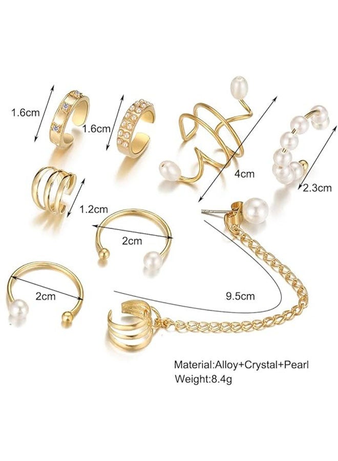 Happy D 16PCS Fake Earrings Without Piercing Set of 8 Different Designs Ear Clip Earrings - Image 3