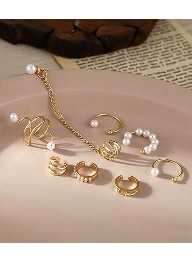 Happy D 16PCS Fake Earrings Without Piercing Set of 8 Different Designs Ear Clip Earrings - Image 2