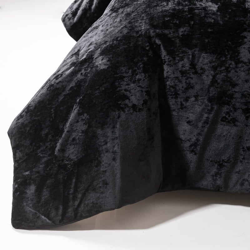 Fredsure Distressed Velvet Comforter Set, 5 Pieces Black King, Distressed Velvet Face and Brushed Microfiber Reverse - Image 5
