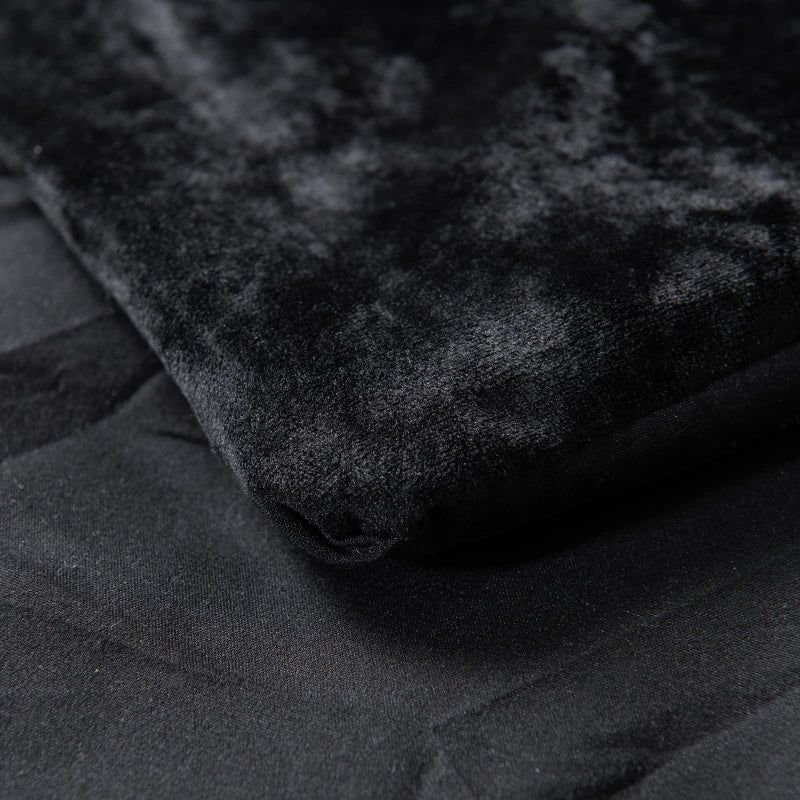 Fredsure Distressed Velvet Comforter Set, 5 Pieces Black King, Distressed Velvet Face and Brushed Microfiber Reverse - Image 3