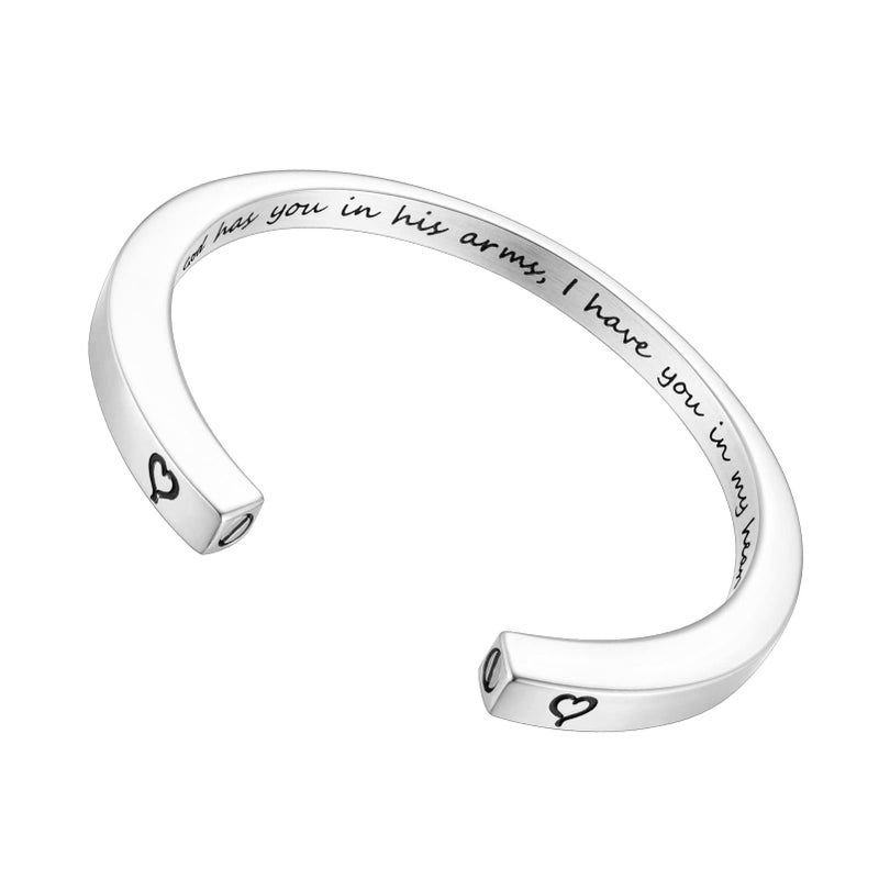 Dletay Urn Bracelet for Ashes Cremation Bracelet Memorial Ashes Bracelet Cuff Bangle Bracelet-God has you in his arms, I have you in my heart - Image 1