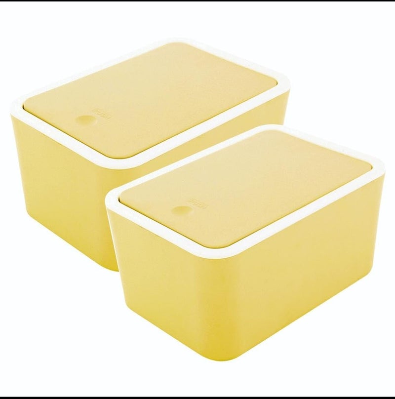 Gluman Push Button Mini Smart Storage Box With Unique Push Lock System for Homes & Offices|Fits Counter Top, Table Top & Shelf Corner | Sleek & Ergonomic Design (2.5 Litre Bin) (Yellow, Set of 2) - Image 4