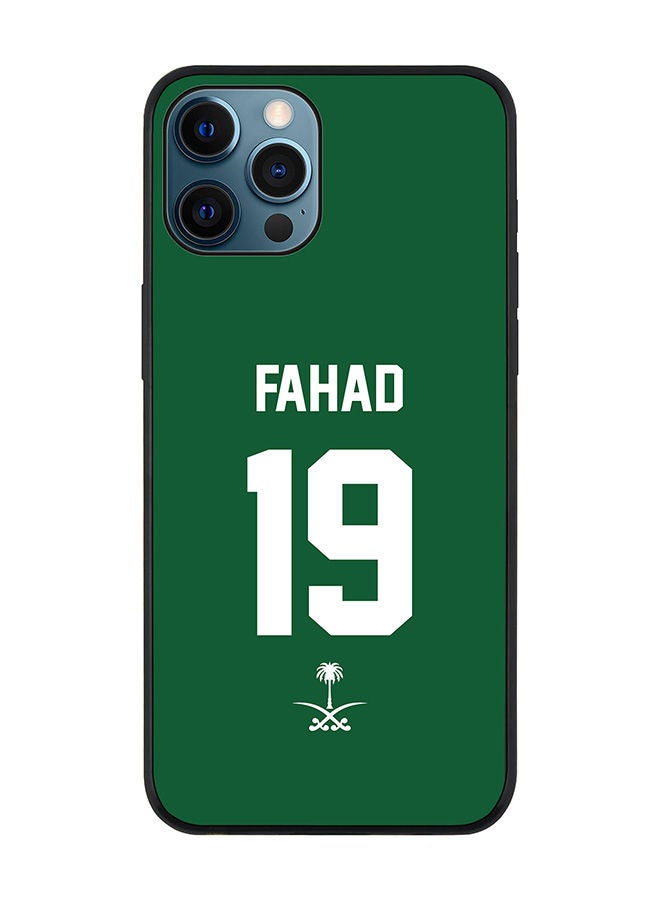 Stylizedd Rugged Black edge case for Apple iPhone 12 Pro Slim fit Soft Case Flexible Rubber Edges Anti Drop TPU Gel Thin Cover - Football Team - Saudi Arabia Player Name - Fahad - Image 1