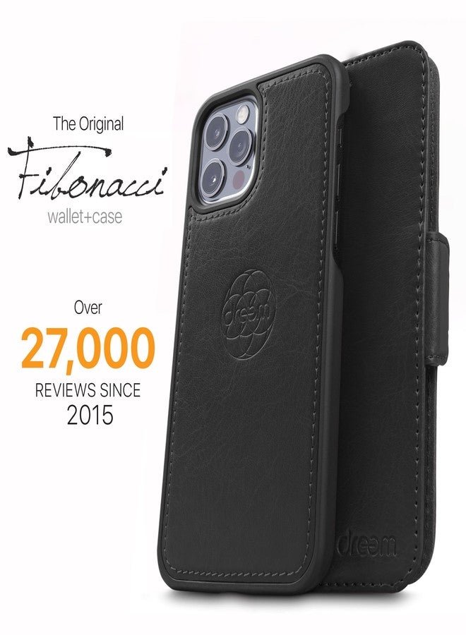 Dreem Fibonacci 2-in-1 Wallet Case for Apple iPhone 12 Pro Max - Luxury Vegan Leather, Magnetic Detachable Shockproof Phone Case, RFID Card Protection, 2-Way Flip Stand - Black - Image 4