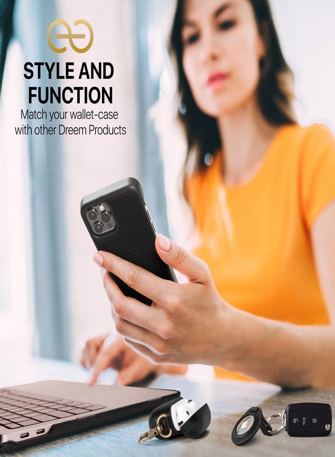 Dreem Fibonacci 2-in-1 Wallet Case for Apple iPhone 12 Pro Max - Luxury Vegan Leather, Magnetic Detachable Shockproof Phone Case, RFID Card Protection, 2-Way Flip Stand - Black - Image 5