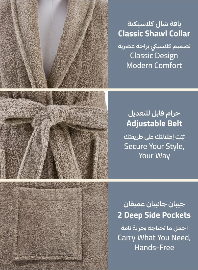 Donetella Unisex 100% Cotton Terry Bathrobe Large & Extra Large Size, 400 GSM, Luxurious & Absorbent, Ankle-Length with Shawl Collar & Pockets