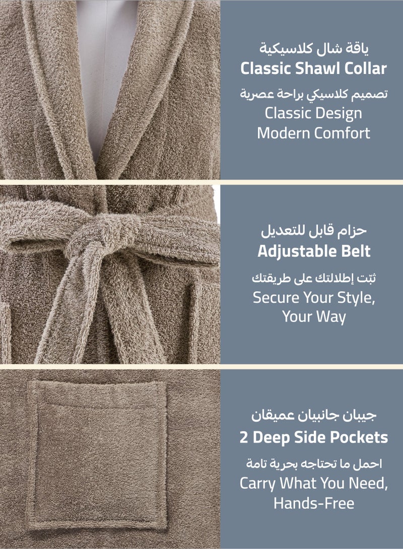 Donetella Unisex 100% Cotton Terry Bathrobe Large & Extra Large Size, 400 GSM, Luxurious & Absorbent, Ankle-Length with Shawl Collar & Pockets - Image 2