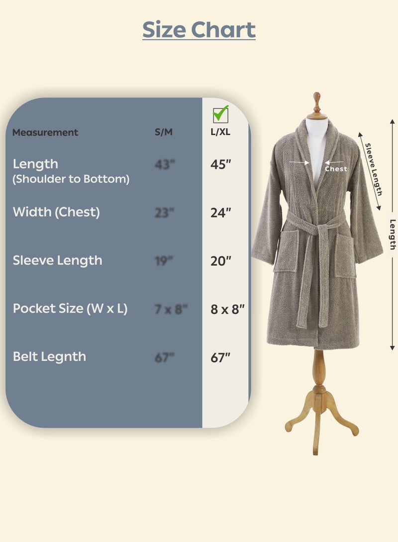 Donetella Unisex 100% Cotton Terry Bathrobe Large & Extra Large Size, 400 GSM, Luxurious & Absorbent, Ankle-Length with Shawl Collar & Pockets - Image 3