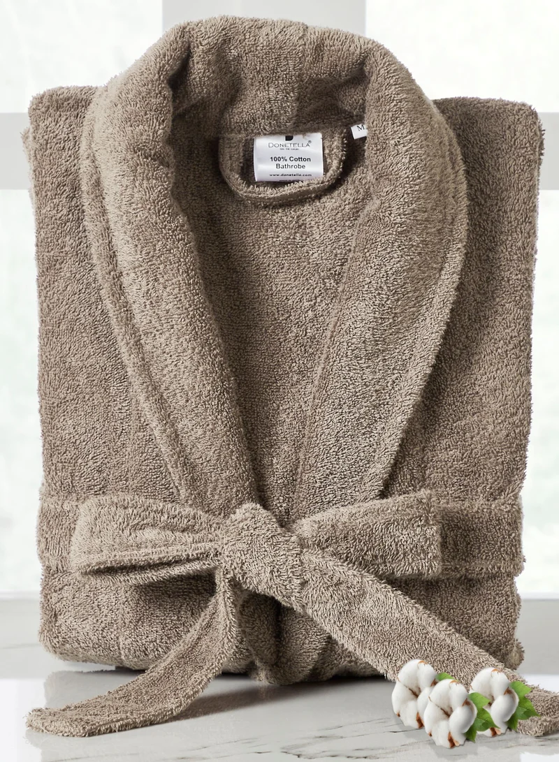 Donetella Unisex 100% Cotton Terry Bathrobe Large & Extra Large Size, 400 GSM, Luxurious & Absorbent, Ankle-Length with Shawl Collar & Pockets