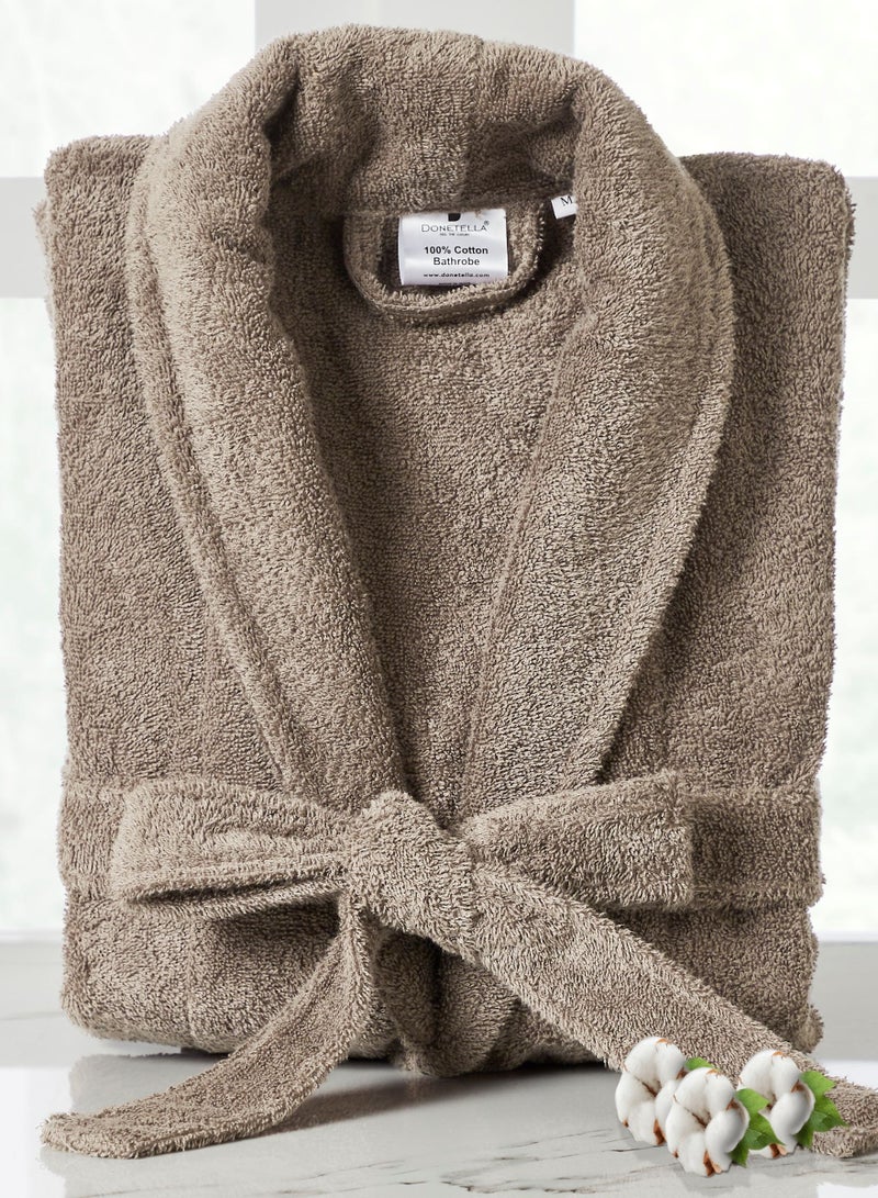 Donetella Unisex 100% Cotton Terry Bathrobe Large & Extra Large Size, 400 GSM, Luxurious & Absorbent, Ankle-Length with Shawl Collar & Pockets - Image 1