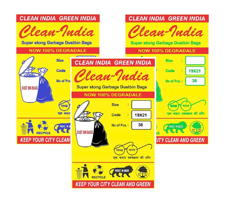 Clean India Garbage Bags Medium for Home 90 Pcs, Dustbin Bags, Recyclable Garbage Bag | Size 19 x 21 Inch (30 Pcs X 3) - Dustbin Covers/Plastic Bag… (multicolor) - Image 3