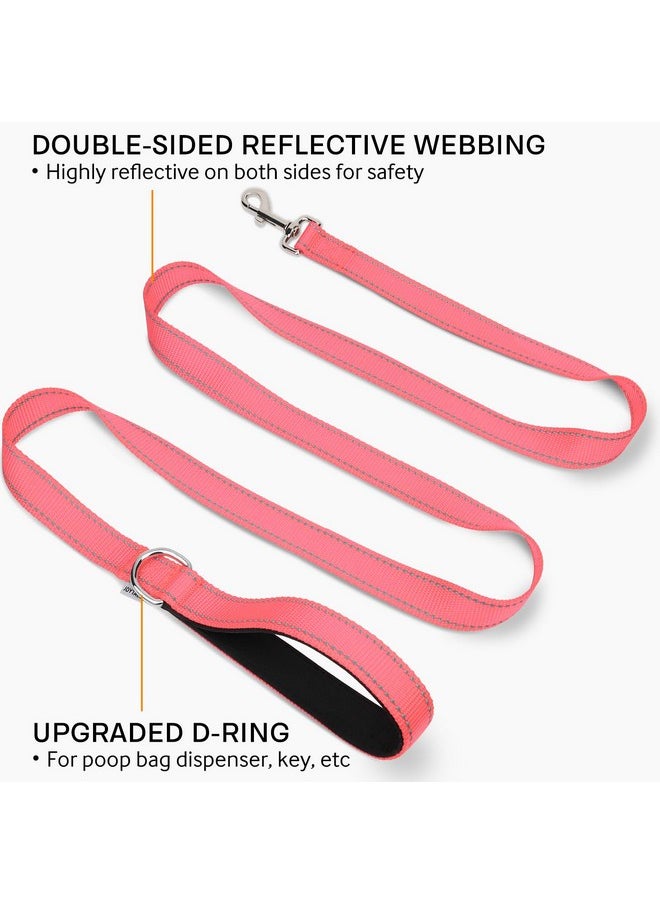 Joytale - Joytale Double-Sided Reflective Dog Leash, 6 FT/5 FT/4 FT, Padded Handle Nylon Dogs Leashes for Small & Medium Dogs Walking, Pink, 6FT - Image 1