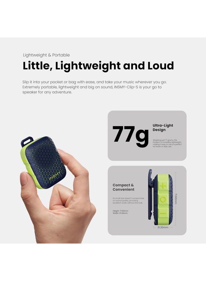 INSMY Wearable Bluetooth Speakers,IP67 Waterproof,Clip-On Portable Small Personal Speaker/Clean Sound/Stereo Pair/Wireless/ENC Built-in Mic/Lightweight for Golf Work Pool Gift(Non-Magnetic) (Blue) - Image 5