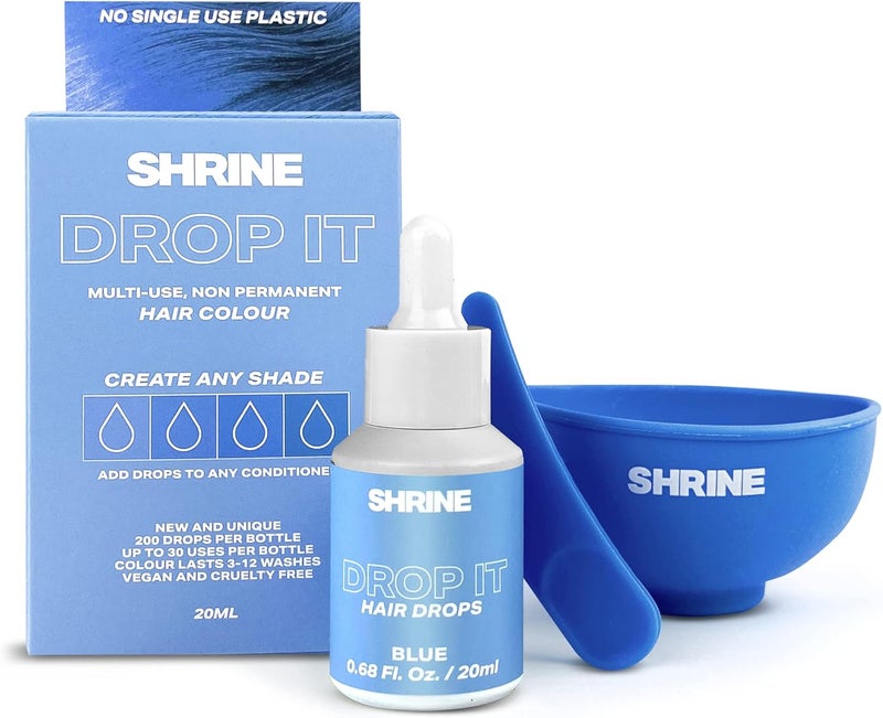 Shrine Drop It Hair Dye Kit SemiPermanent Hair Color Create Any Shade From Pastel to Vibrant 200 Drops Per Bottle MultiUse Vegan Cruelty Free BLUE