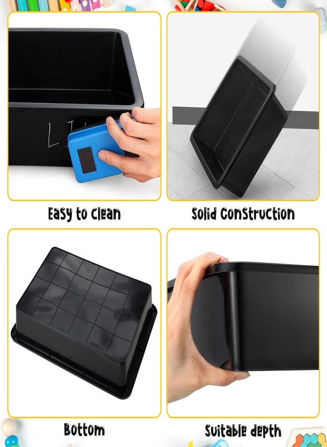 Qunclay 10 Pcs Flat Storage Tray Organizer Bin Letter Size Paper Trays for Classroom Art Activity Plastic Stackable File Paper Organizer for School Office Teacher Book Organization, Black - Image 2