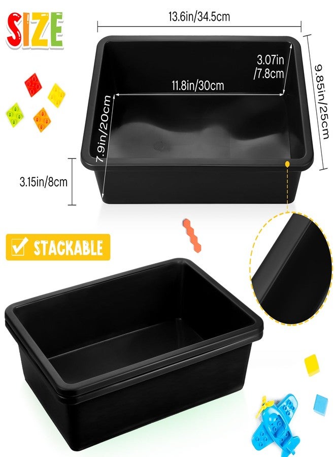 Qunclay 10 Pcs Flat Storage Tray Organizer Bin Letter Size Paper Trays for Classroom Art Activity Plastic Stackable File Paper Organizer for School Office Teacher Book Organization, Black - Image 3