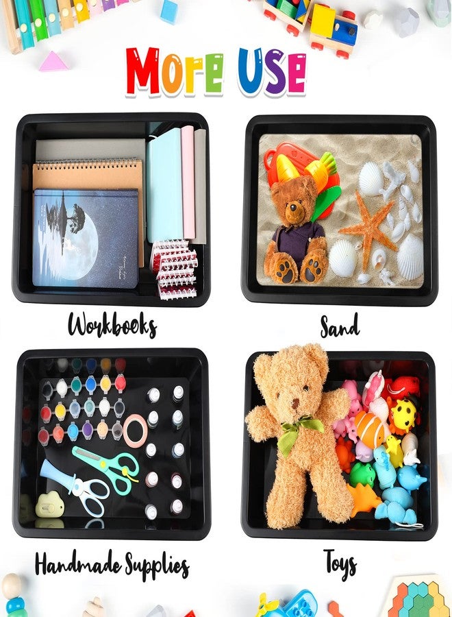 Qunclay 10 Pcs Flat Storage Tray Organizer Bin Letter Size Paper Trays for Classroom Art Activity Plastic Stackable File Paper Organizer for School Office Teacher Book Organization, Black - Image 5