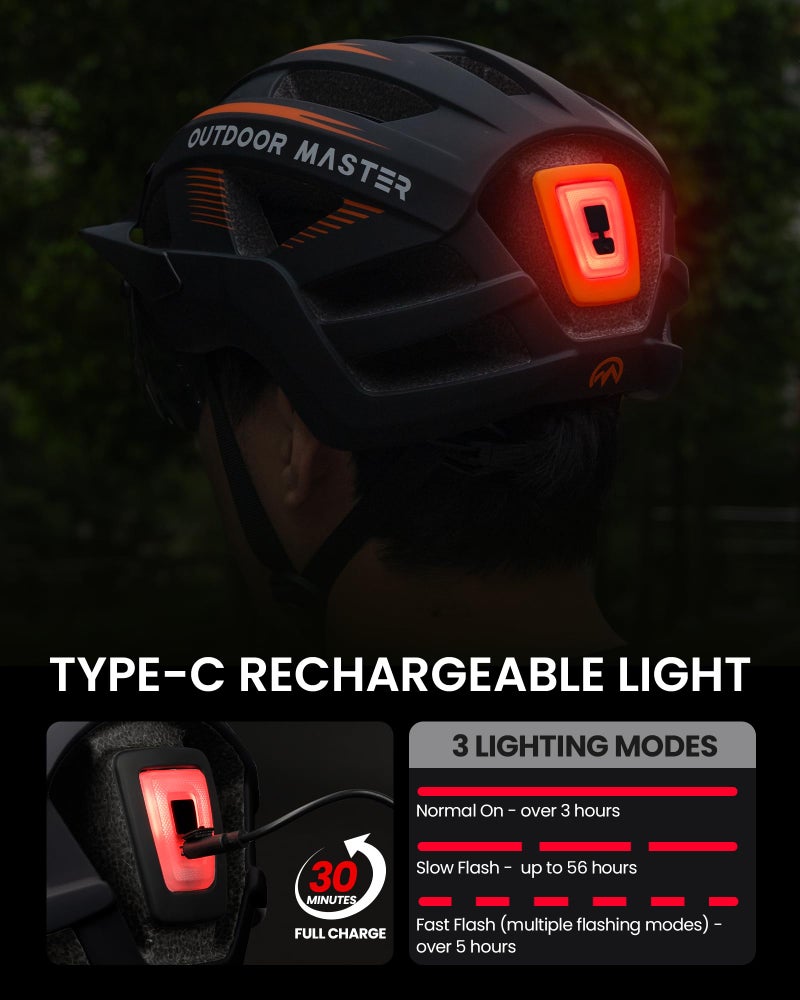 OutdoorMaster Helmets for Adults - Mountain & Road Bike Helmet with Rechargeable LED Light, Detachable Goggles and Sun Visor - Easy to Adjust, Breathable, Lightweight - Gradient Yellow Green, Medium - Image 5