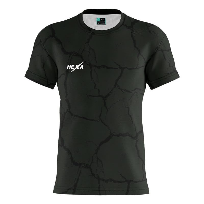 HEXA Hexa Sportswear Master 72 Performance T-Shirt for Men &amp; Women - Dry-Fit, Anti-Bacterial- Black - Size - XL 16000-Black- Size -XL