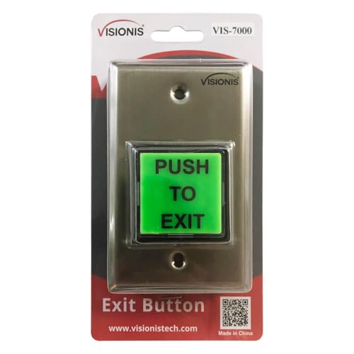 Visionis Push to Exit Button VIS-7000 Indoor Green Square Request to Exit Stainless Steel for Door Access Control with LED Light, NC, C and NO Outputs - Image 5