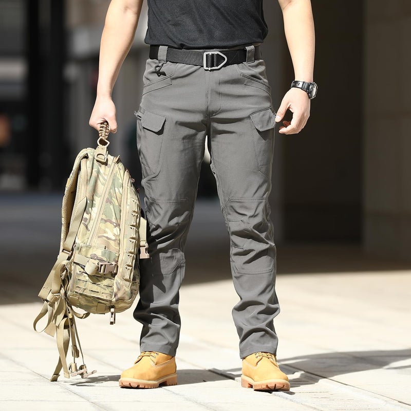 FLYFIREFLY Men's Tactical Cargo Pants Water Resistant Ripstop Outdoor Quick Dry Hiking Work Pants with Pockets(No Belt) Dark Grey - Image 2