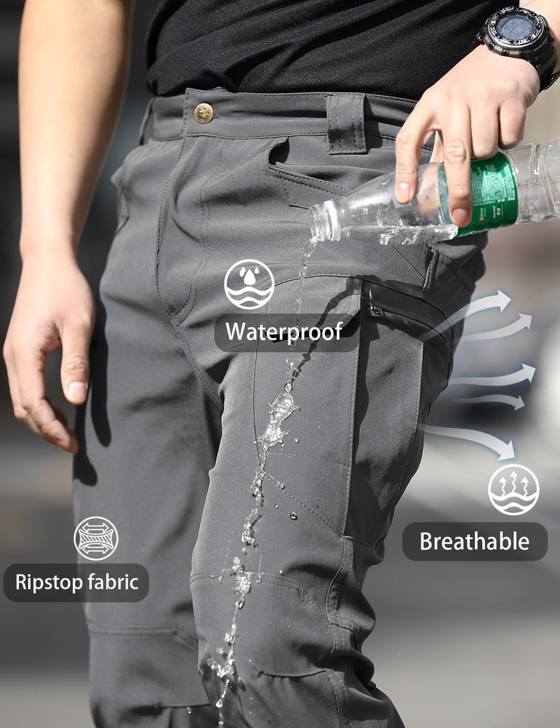 FLYFIREFLY Men's Tactical Cargo Pants Water Resistant Ripstop Outdoor Quick Dry Hiking Work Pants with Pockets(No Belt) Dark Grey - Image 4