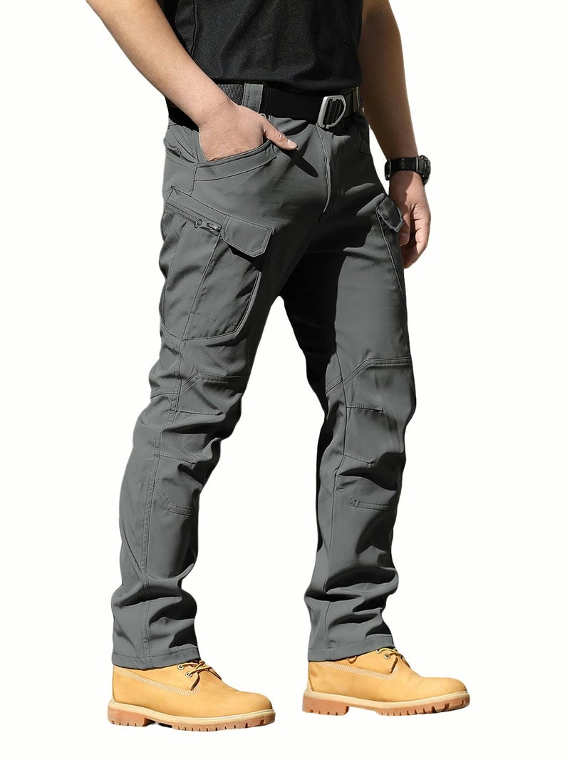 FLYFIREFLY Men's Tactical Cargo Pants Water Resistant Ripstop Outdoor Quick Dry Hiking Work Pants with Pockets(No Belt) Dark Grey - Image 1