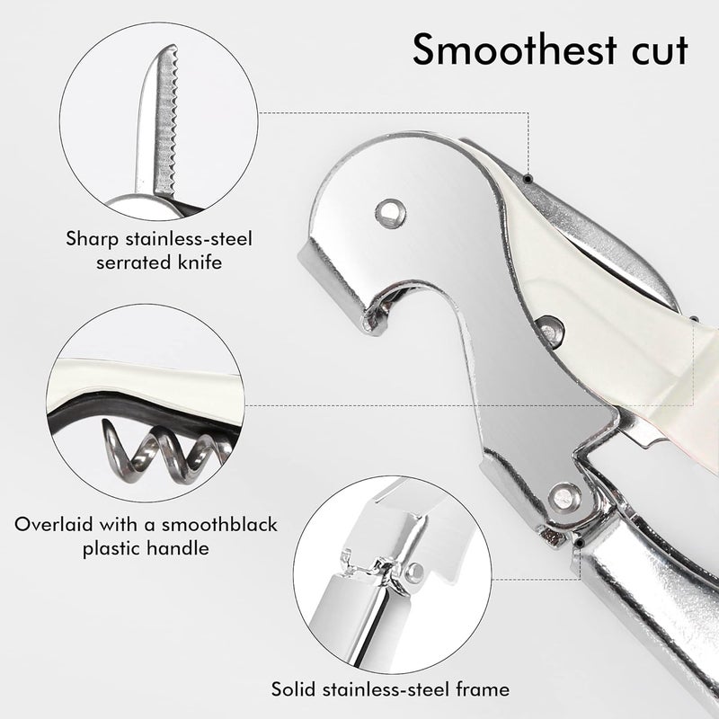 Kit-Home Professional Waiter Corkscrew Wine Openers Set, Heavy Duty Stainless Steel Hinges Wine Key for Restaurant Waiters, Sommelier, Bartenders - Image 5