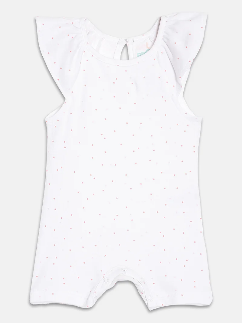 Broon Broon Infant Girls White and Pink Printed Organic Cotton Rompers Pack of 2