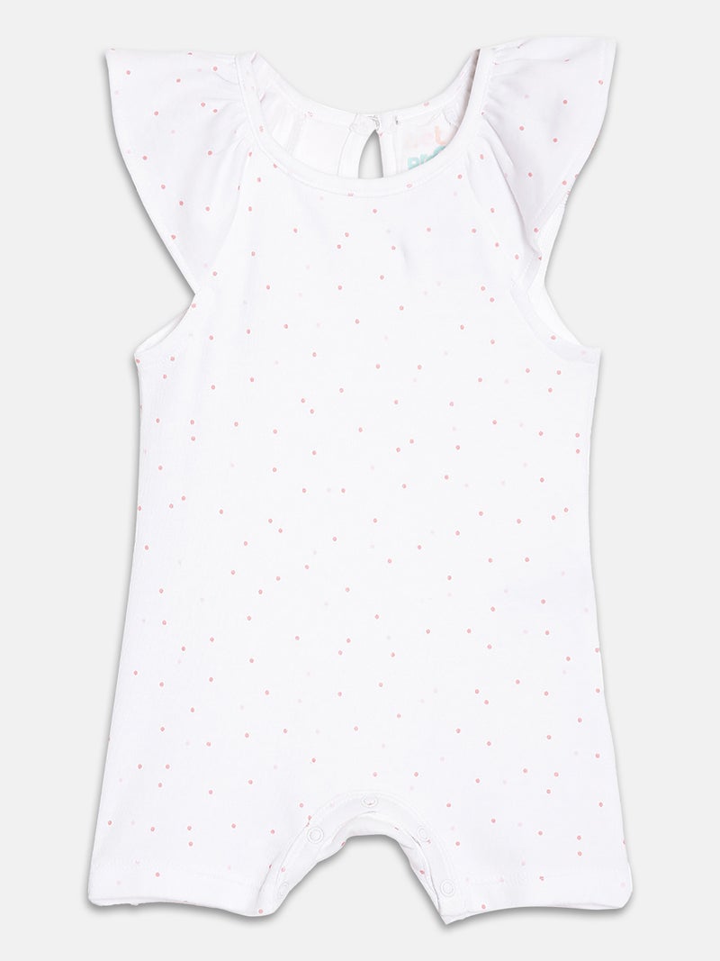 Broon Infant Girls White and Pink Printed Organic Cotton Rompers Pack of 2 - Image 2