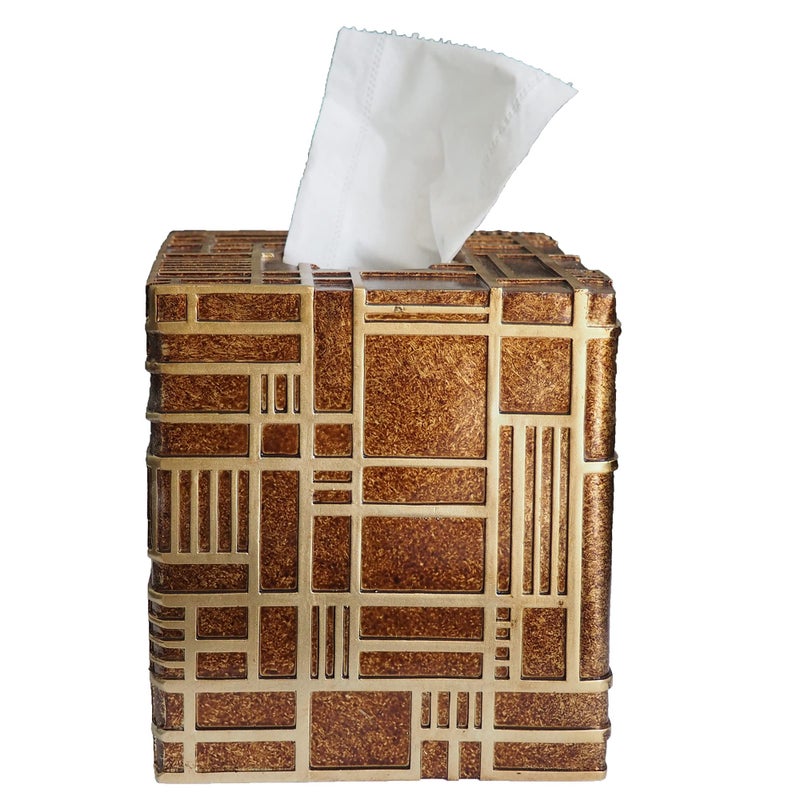 Hymmah Modern Square Tissue Box Cover HolderBathroom Accessories Decor Unique Design Tissue Box Cover for Bathroom Vanity Counter Tops Also Great for Bedrooms and Living Rooms