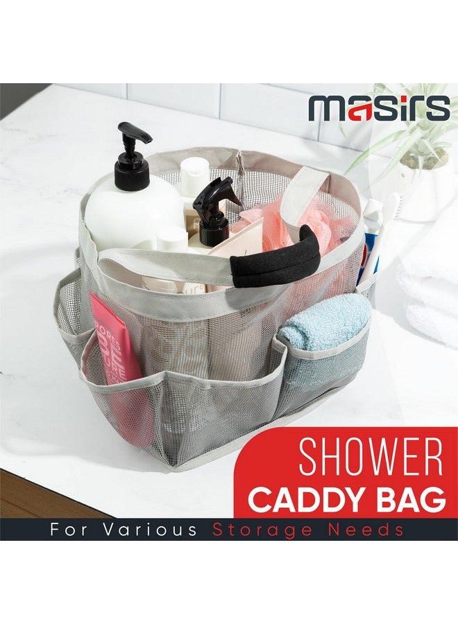 Masirs Masirs Mesh Shower Caddy Bag - (9 Pocket) Large Collapsible, Portable Bathroom Organizer for Travel, Gym, & Dorm - Easily Carry & Organize Bathroom Toiletry Essential (Grey) - Image 2