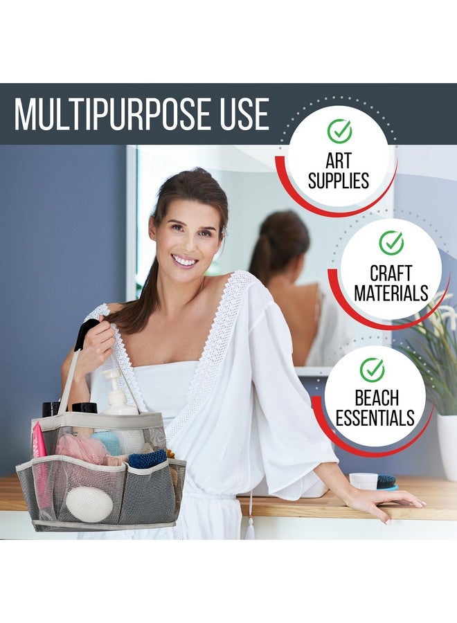 Masirs Masirs Mesh Shower Caddy Bag - (9 Pocket) Large Collapsible, Portable Bathroom Organizer for Travel, Gym, & Dorm - Easily Carry & Organize Bathroom Toiletry Essential (Grey) - Image 4