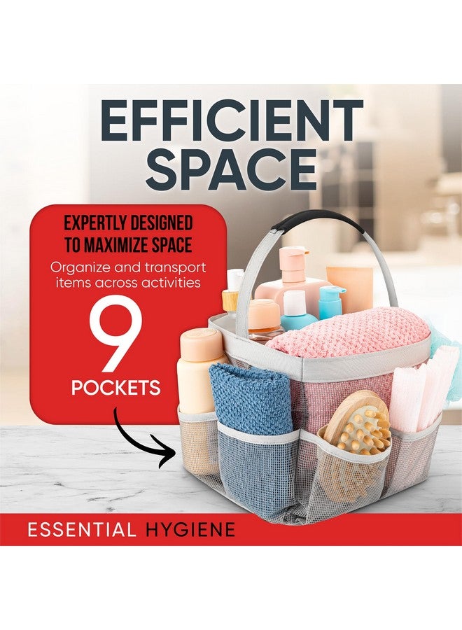 Masirs Masirs Mesh Shower Caddy Bag - (9 Pocket) Large Collapsible, Portable Bathroom Organizer for Travel, Gym, & Dorm - Easily Carry & Organize Bathroom Toiletry Essential (Grey) - Image 5