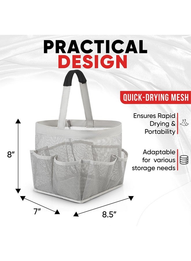 Masirs Masirs Mesh Shower Caddy Bag - (9 Pocket) Large Collapsible, Portable Bathroom Organizer for Travel, Gym, & Dorm - Easily Carry & Organize Bathroom Toiletry Essential (Grey) - Image 3