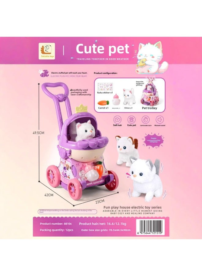 Roco Moe Pet Cart Cat Bunny Dog Electric Walking Simulation Play-house Children's Toys-Color:8816c Rabbit Bottle Cart (kitten)  - Image 4