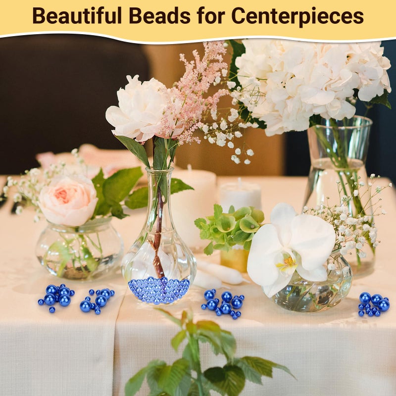 Suream 16mm/0.63in Pearl Beads for Makeup Holder, 160PCS No Hole Artificial Beads for Vase Filler, Jewelry Making, Table Scatter, Wedding Decoration, Floral Decor, DIY Craft Projects, Blue - Image 5