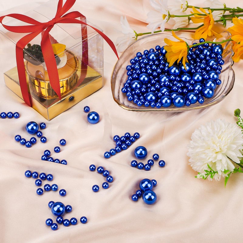 Suream 16mm/0.63in Pearl Beads for Makeup Holder, 160PCS No Hole Artificial Beads for Vase Filler, Jewelry Making, Table Scatter, Wedding Decoration, Floral Decor, DIY Craft Projects, Blue - Image 4