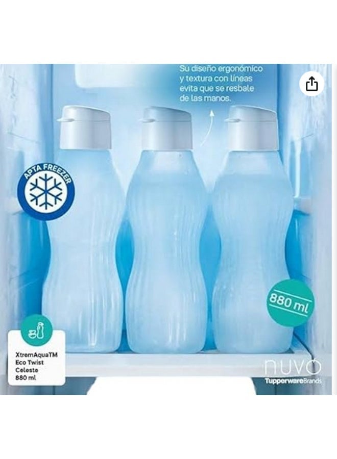 Tupperware ECO Aqua Xtrem Ice Freezable 29 oz / 880 ml Water Bottle 2 Piece (Purple and green colour) - Image 3