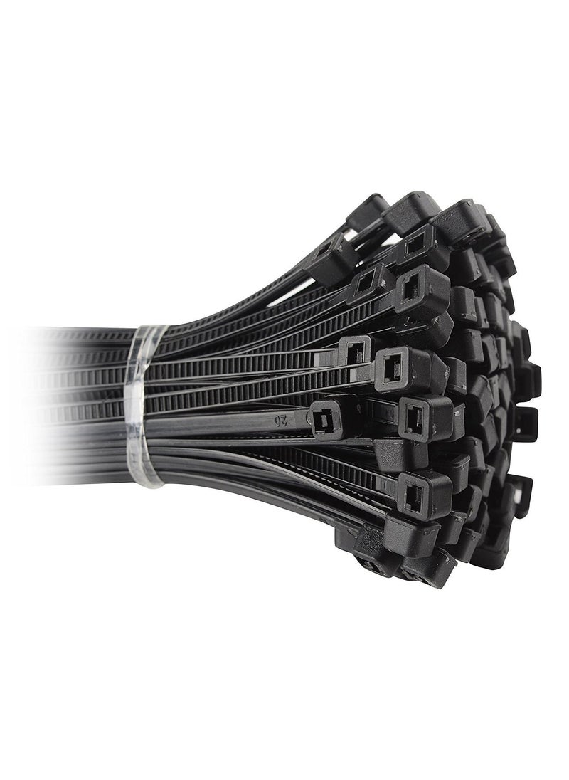 ELATAPES EXPAND STICKING POSSIBILITIES ELA Cable Ties 8 Inch 200 MM x 30 MM BLACK NYLON ZIP WIRE ORGANISER SELF LOCKING TIE 100 Pieces  - Image 2
