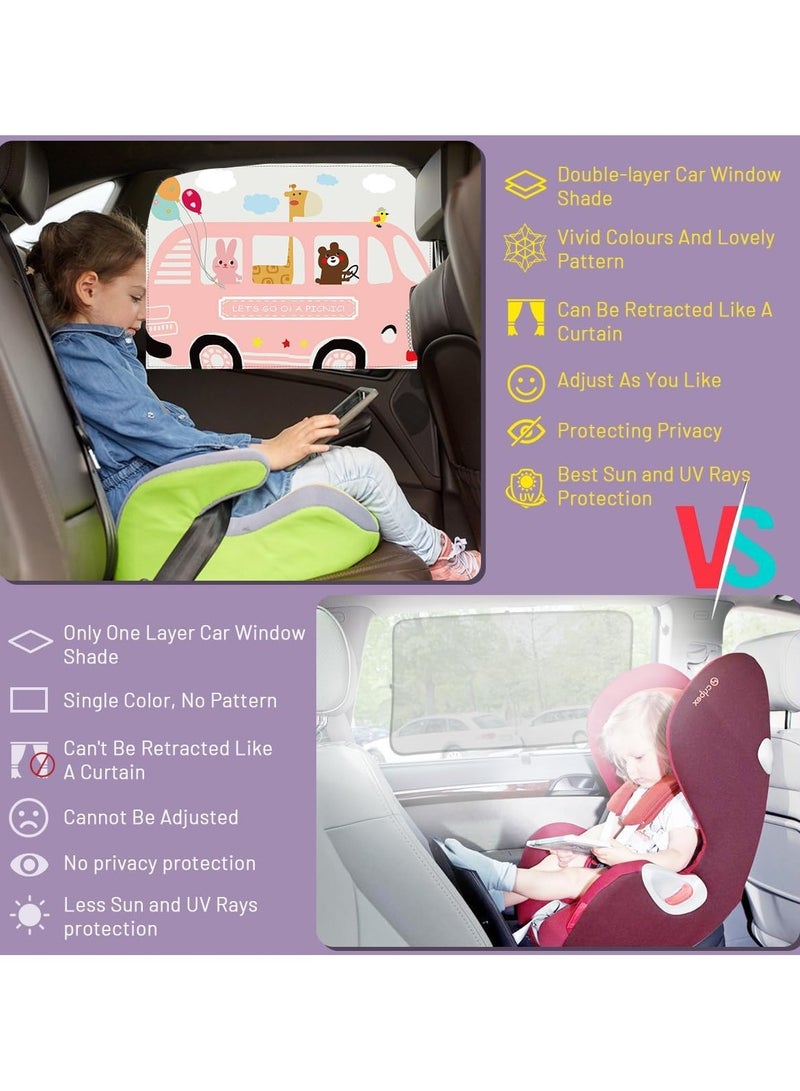 general Baby and Child Car Window Shades, 2 Piece Side Window Magnetic Dual Layer Car Shades, Full and Half Shade Options, Animal Driving Car Window Shades Provide Heat/UV Protection - Image 4