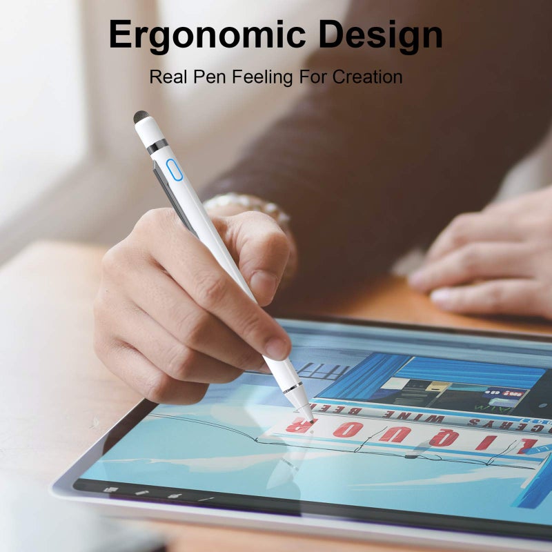 NTHJOYS 2 in 1 Rechargeable Digital Pen Fine Point Stylus for iPhone/iPad Pro/Mini/Air/Samsung and Other Touch Screens - Image 2