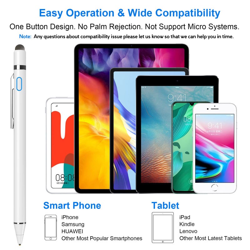 NTHJOYS 2 in 1 Rechargeable Digital Pen Fine Point Stylus for iPhone/iPad Pro/Mini/Air/Samsung and Other Touch Screens - Image 3