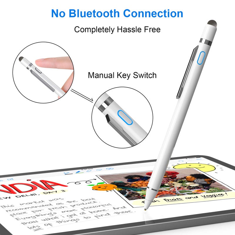 NTHJOYS 2 in 1 Rechargeable Digital Pen Fine Point Stylus for iPhone/iPad Pro/Mini/Air/Samsung and Other Touch Screens - Image 4