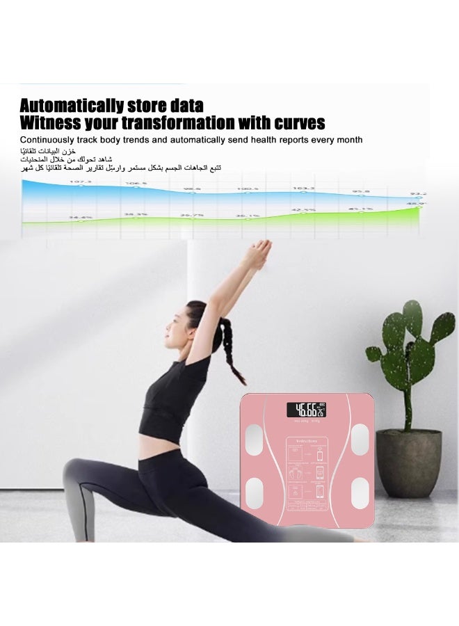 Smart Bluetooth Body Fat Scale with App - Digital Weight Scale for Body Composition (BMI, Fat, Muscle) | Pink - Image 2