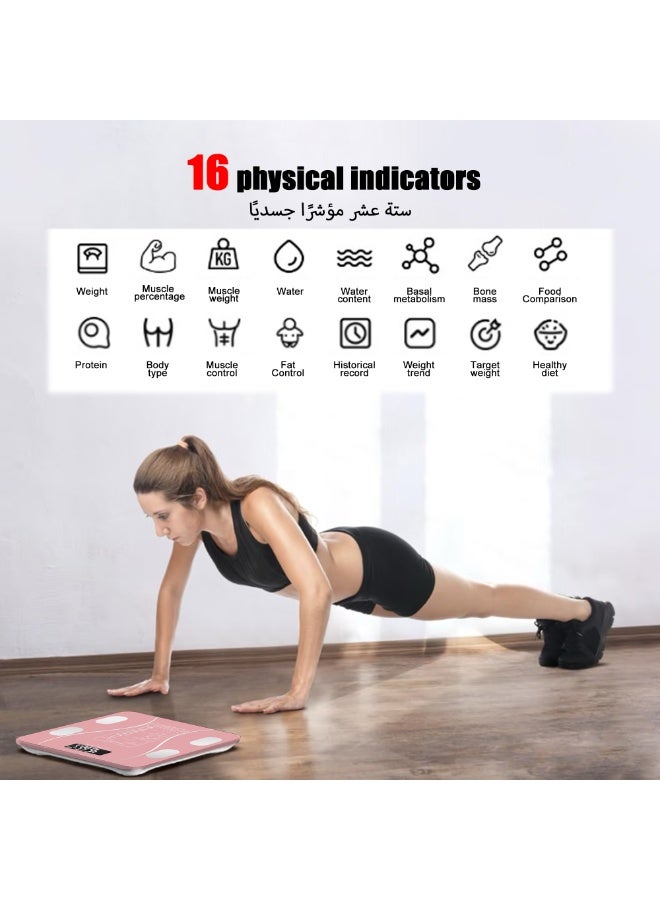 Smart Bluetooth Body Fat Scale with App - Digital Weight Scale for Body Composition (BMI, Fat, Muscle) | Pink - Image 3