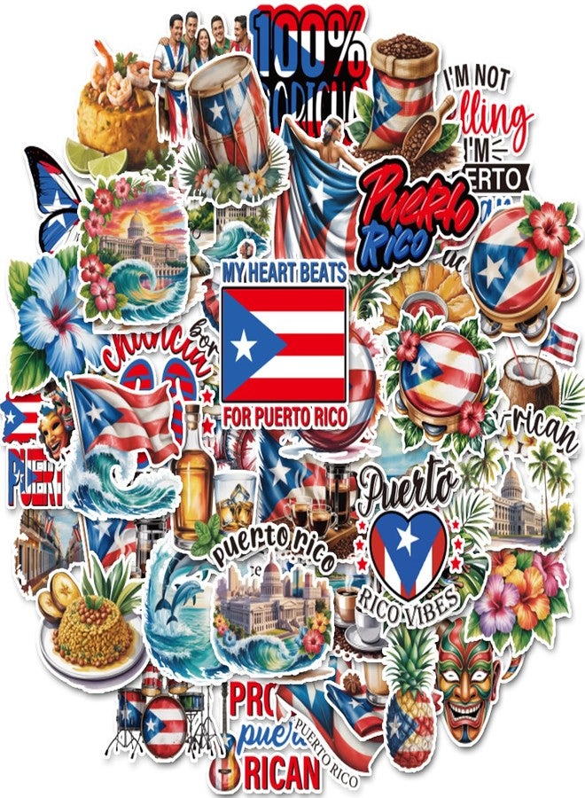 Eclazul Puerto Rico Stickers Decorations- 50 Pcs Travel Souvenirs Party Gift Favor Bulk for Adults Women Men, Waterproof Holiday Landmarks Decals for Water Bottle Scrapbook Journal Laptop Keyboard - Image 1