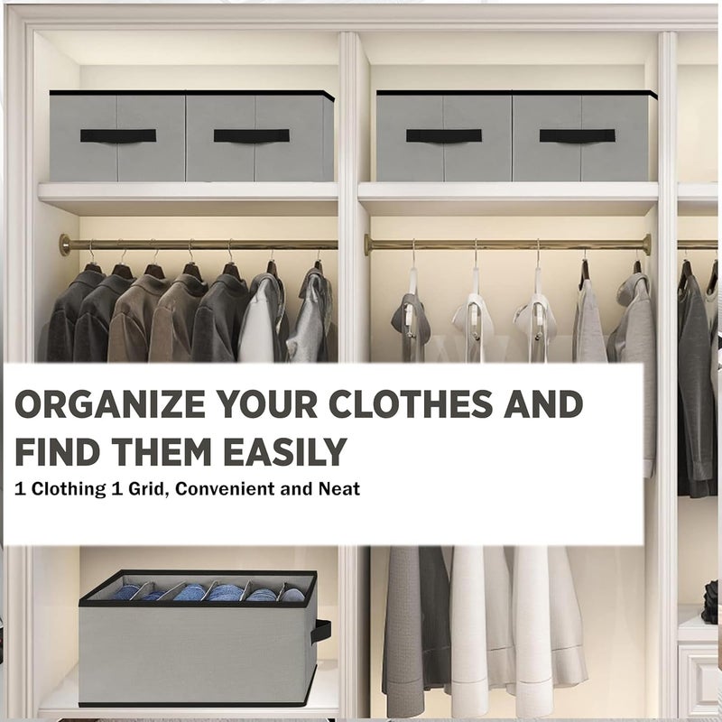 LAXIS ® Wardrobe Organizer For Clothes Organisers Storage Box Clothes Organiser For Wardrobe Stackable Organizer For Wardrobe Cloth Storage Box Drawer Organizer (Grey, Pack of 3) - Image 5